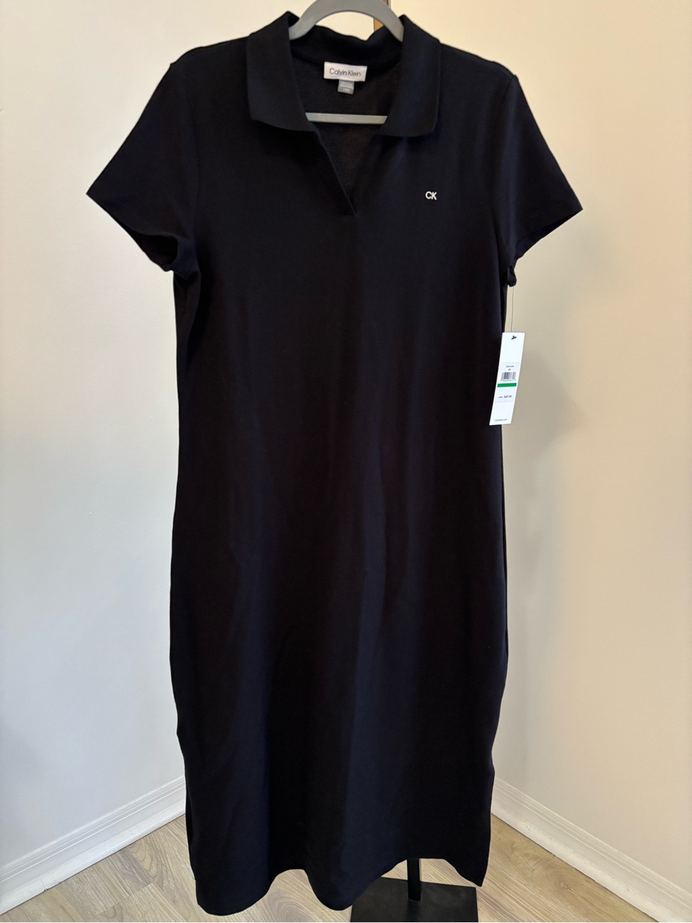 Calvin Klein Black Polo Midi Shirt Dress